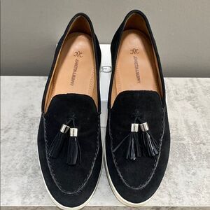 Johnston & Murphy Black Suede Fringe Tassel Loafers Size 8 Made in Brazil